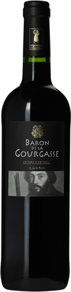 La nouvelle étiquette de la bouteille du Baron de la Gourgasse